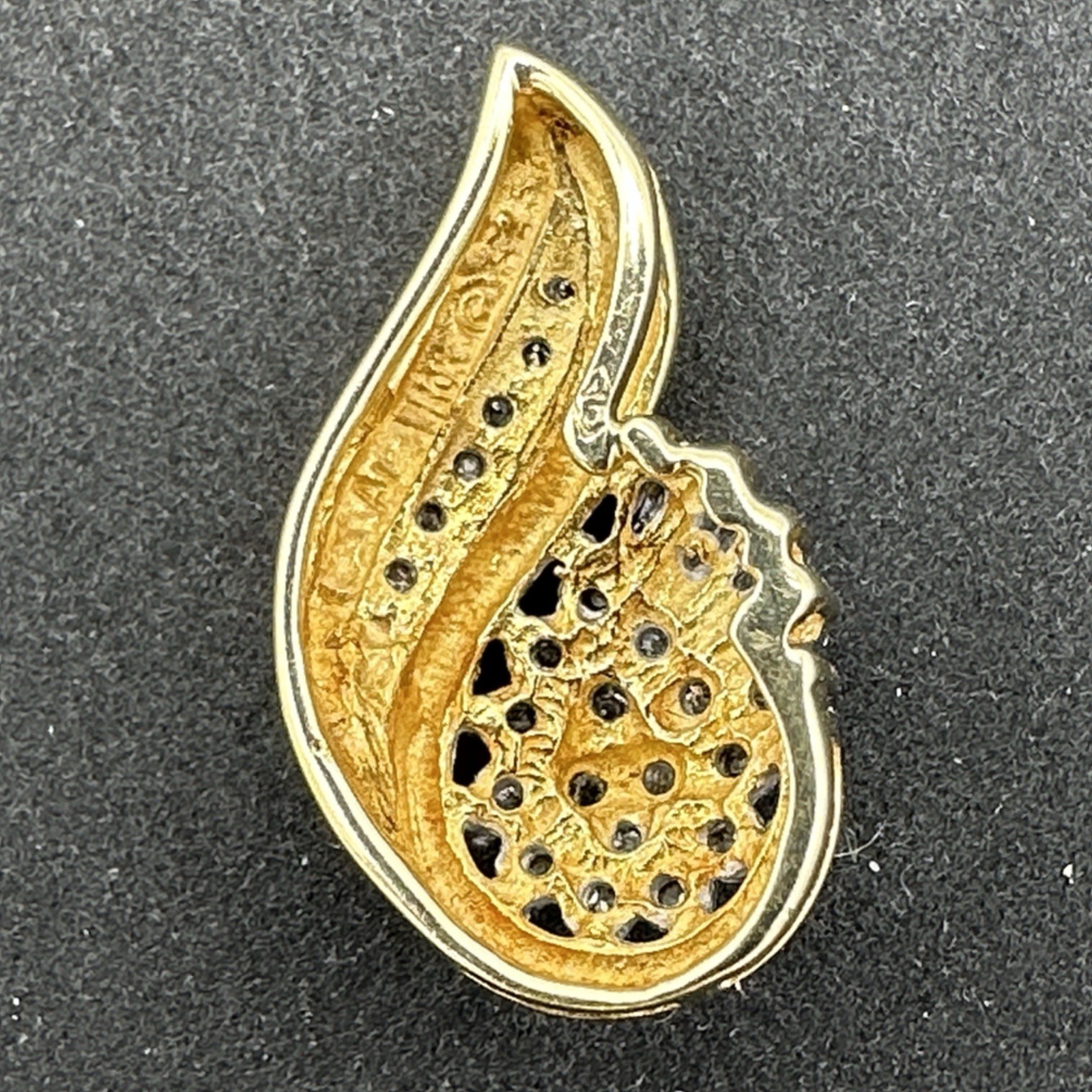 10K diamond cluster pendant – yellow & white gold slide classic elegant 2.6g
