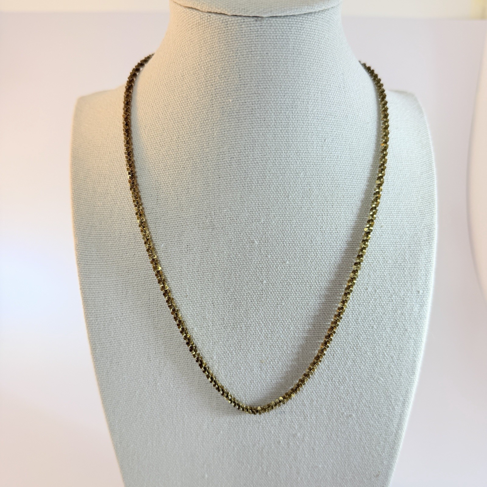 Veronese QVC Gold Clad Sterling Silver Margarita Diamond Cut 18 In Necklace Vtg