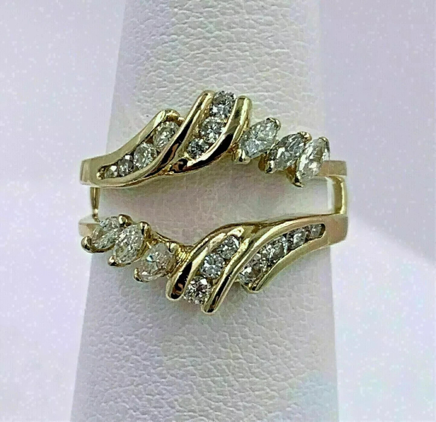 1Ct Lab Created Diamond Marquise Wedding Enhancer Band Ring 14k Yellow