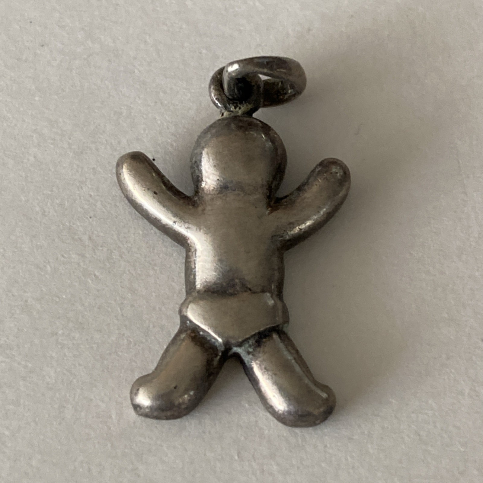 Sterling Silver 925 Asymmetrical Child Shape Charm Pendant No Stone 1.95g