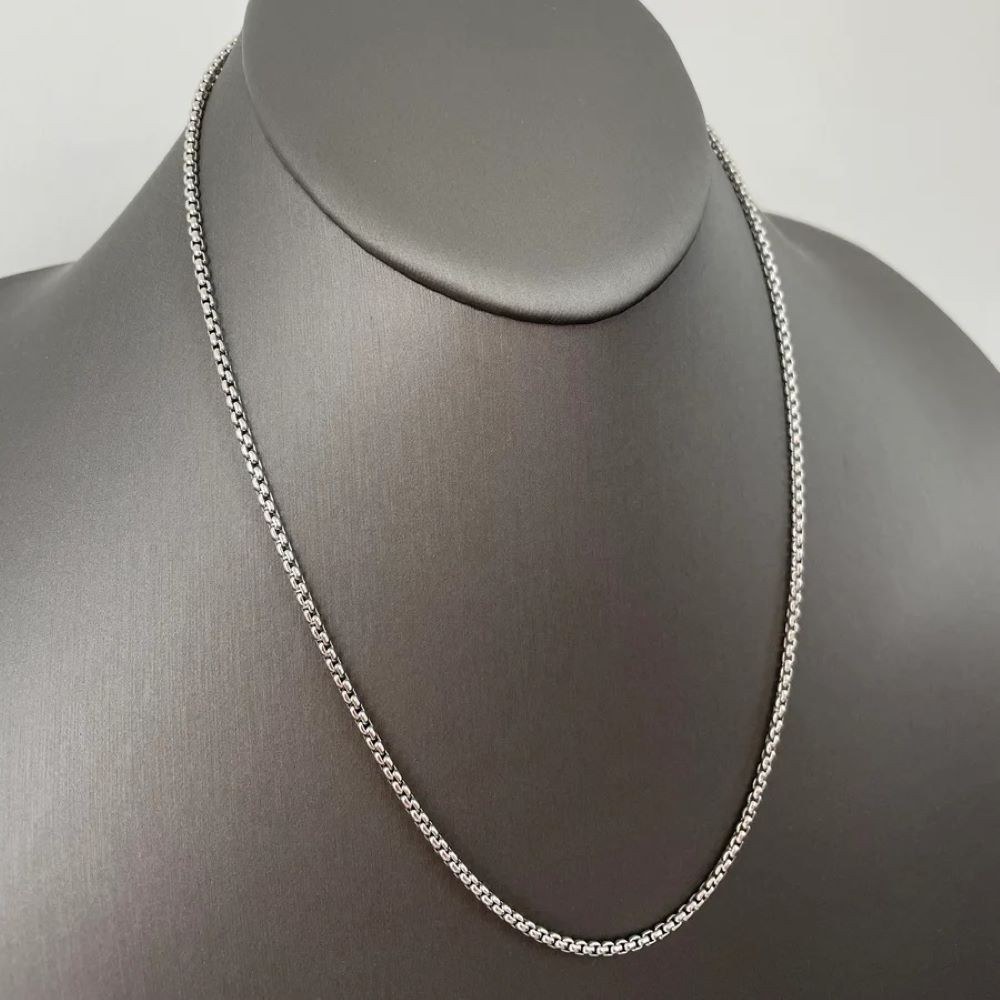925 Sterling Silver Italian 2.5mm Solid Franco Round Box Link Chain Necklace