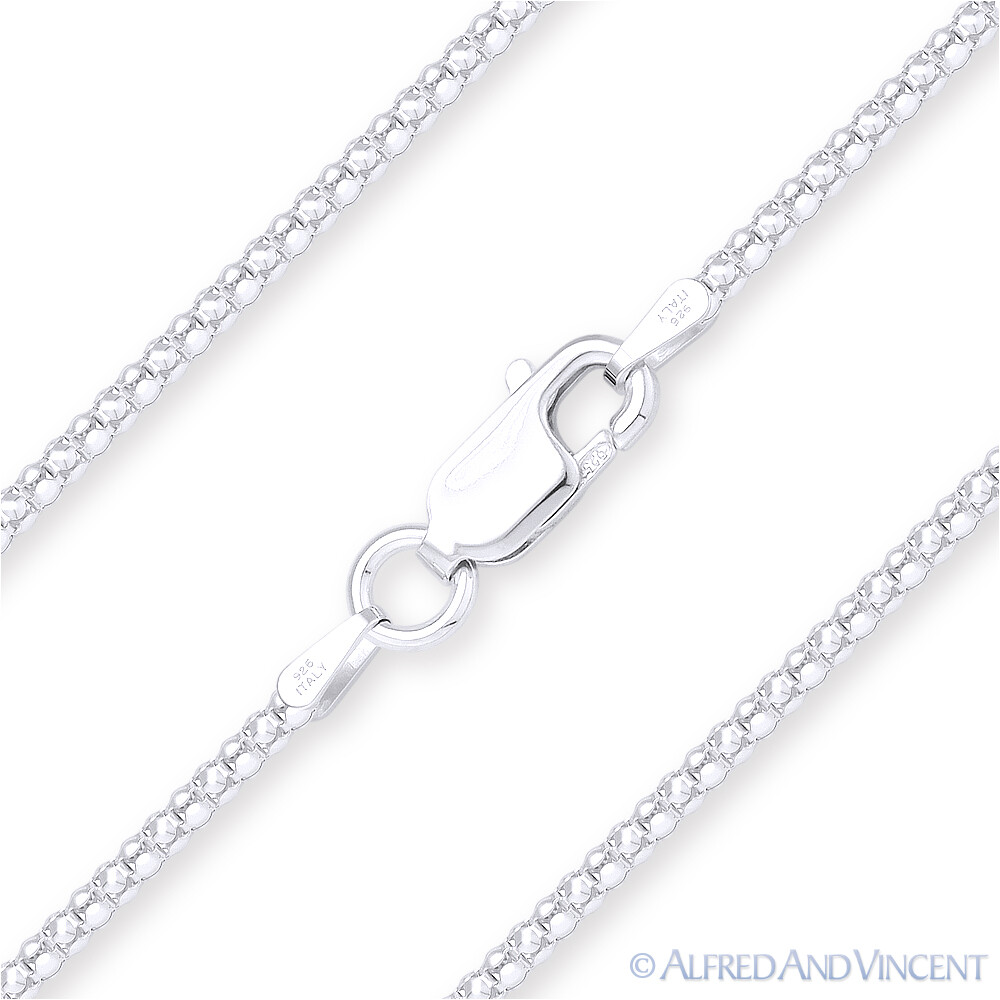 1.6mm Popcorn Link Coreana Necklace Italian Chain in Italy .925 Sterling Silver