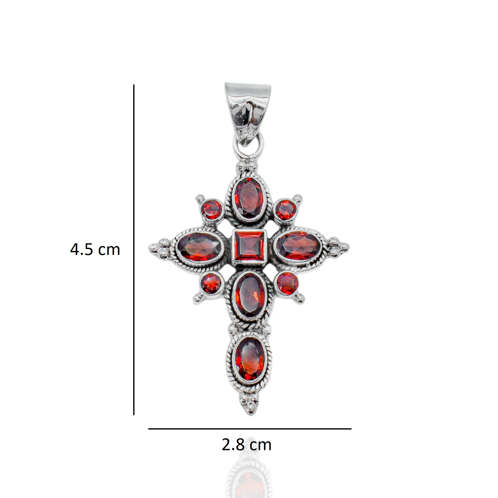 925 Sterling Silver Natural Red Garnet Cross Pendant Women’s Jewelry Gift