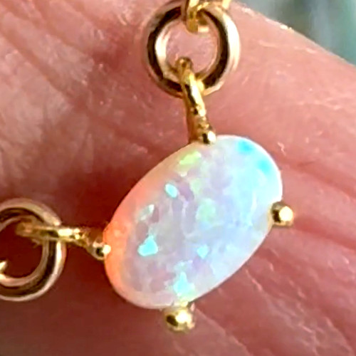$599 NEW COUTURE OVAL OPAL 18K YELLOW GOLD CHAIN NECKLACE CHARM PENDANT 18″ 16″