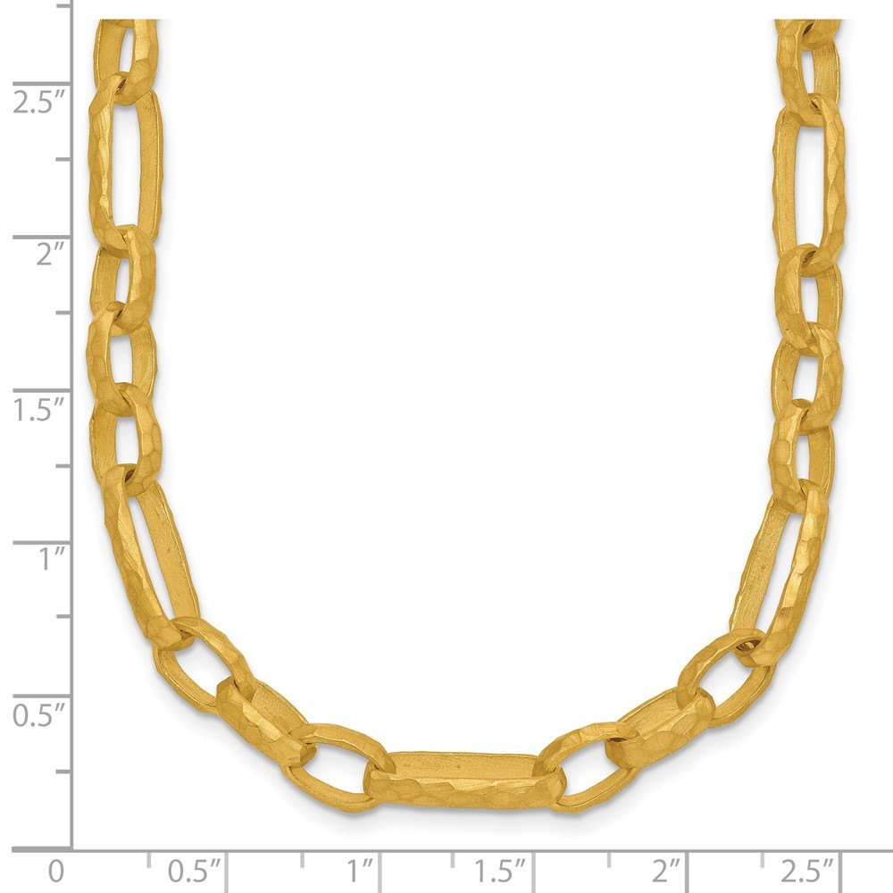 18K Yellow Gold 7mm Solid Fancy Link Chain Necklace 24″