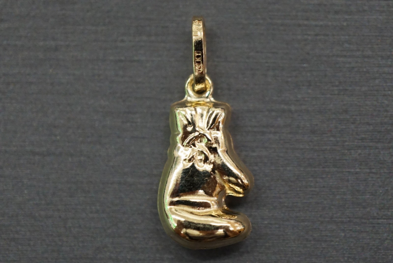 14K Solid Yellow Gold Boxing Glove Charm Pendant.