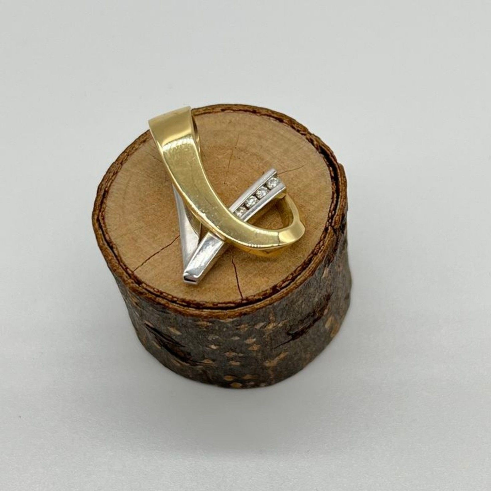 Two-Tone Yellow & White 14K Gold (4) 2mm Channel Set Diamonds Slide Pendant 6g