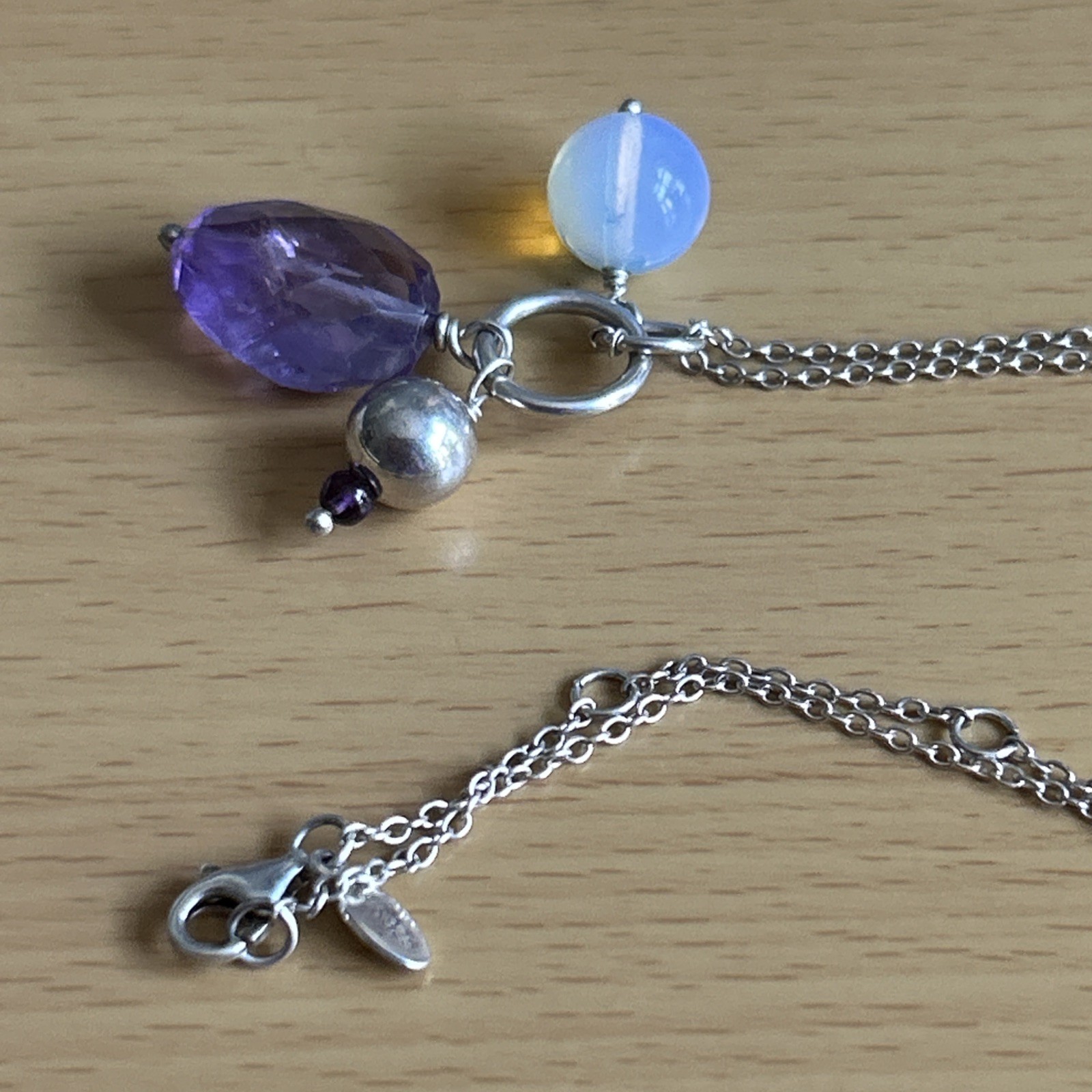 925 Silver Opaque/ Charm Dangle Pendant & 43 Cm Chain/ Soufeel