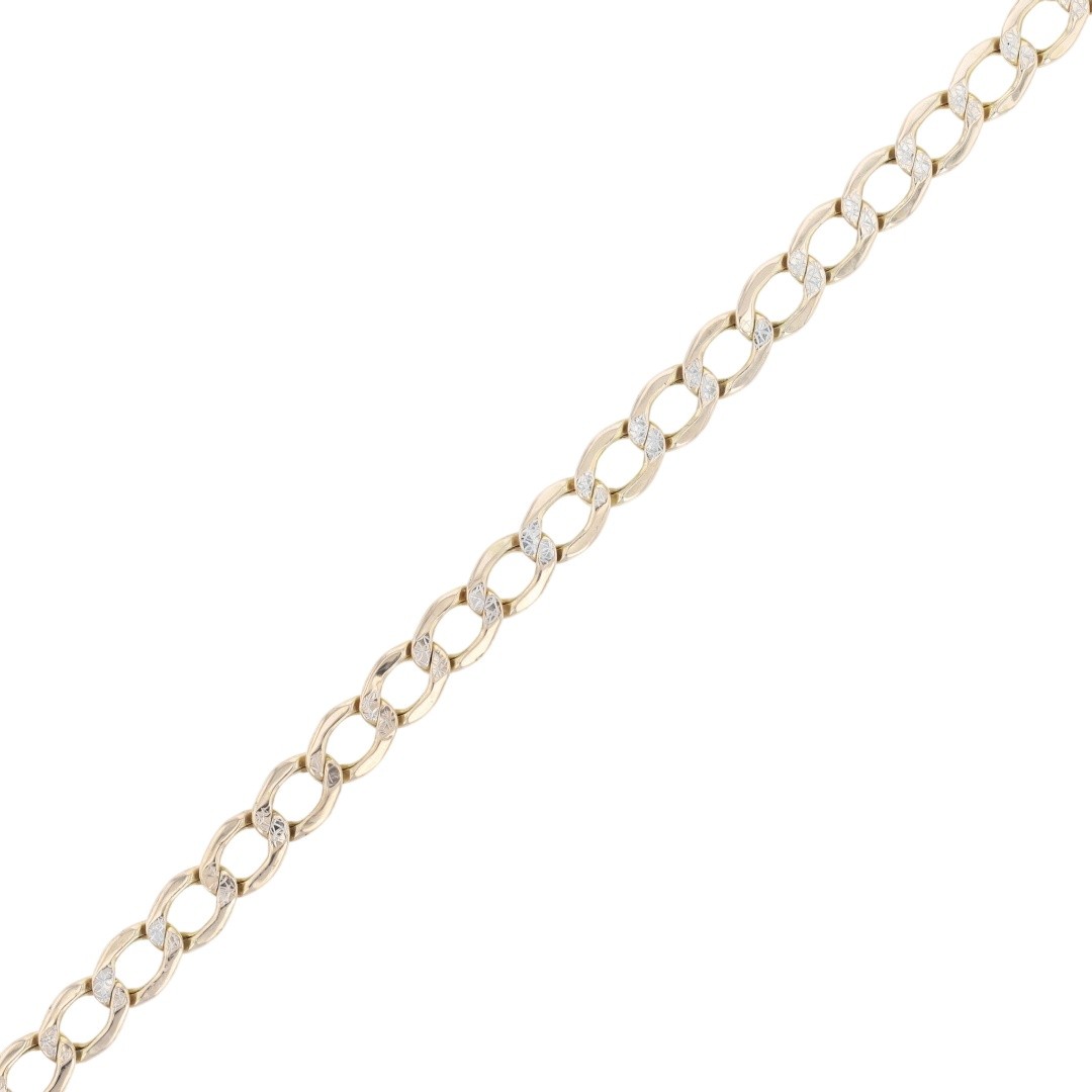 5.2mm Hollow Curb Link Chain 23.25″ Necklace 14k Multi-Tone Gold 9.66 Grams