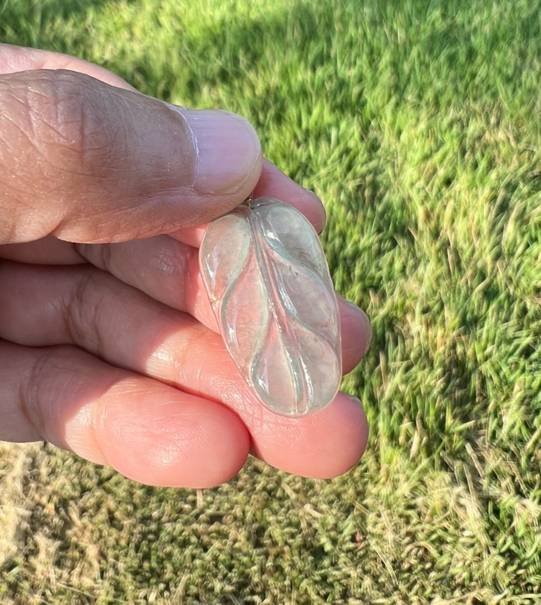 18k Gold Transparent 100% Natural Grade A Jadeite Jade Pendant H183 4