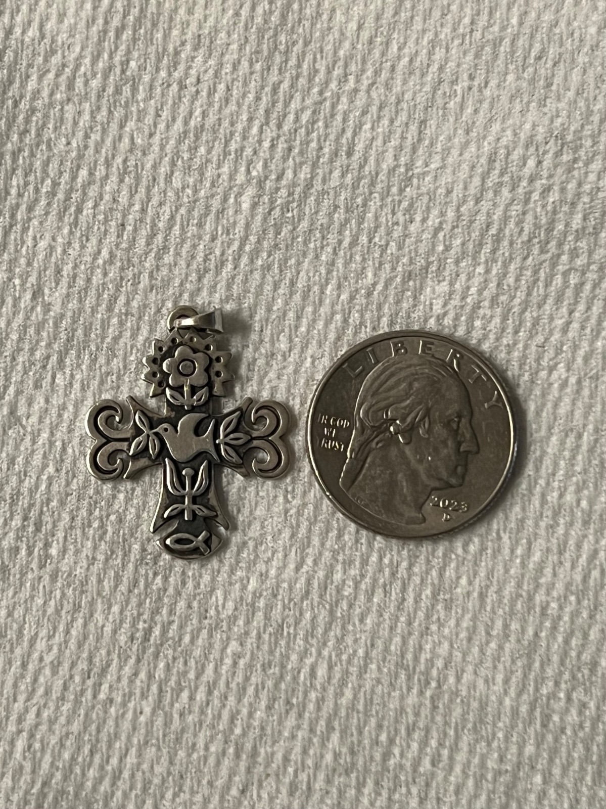 James Avery Retired La Primavera Sterling Silver Cross Pendant