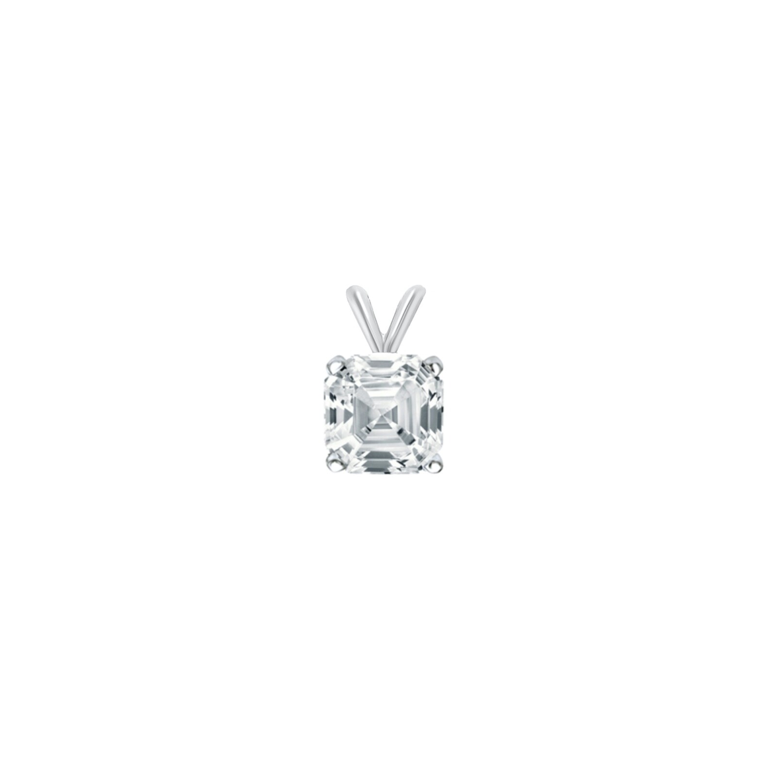 E/VVS 2 Ct IGI Asscher Lab Created Grown Diamond Pendant Necklace 14K White Gold