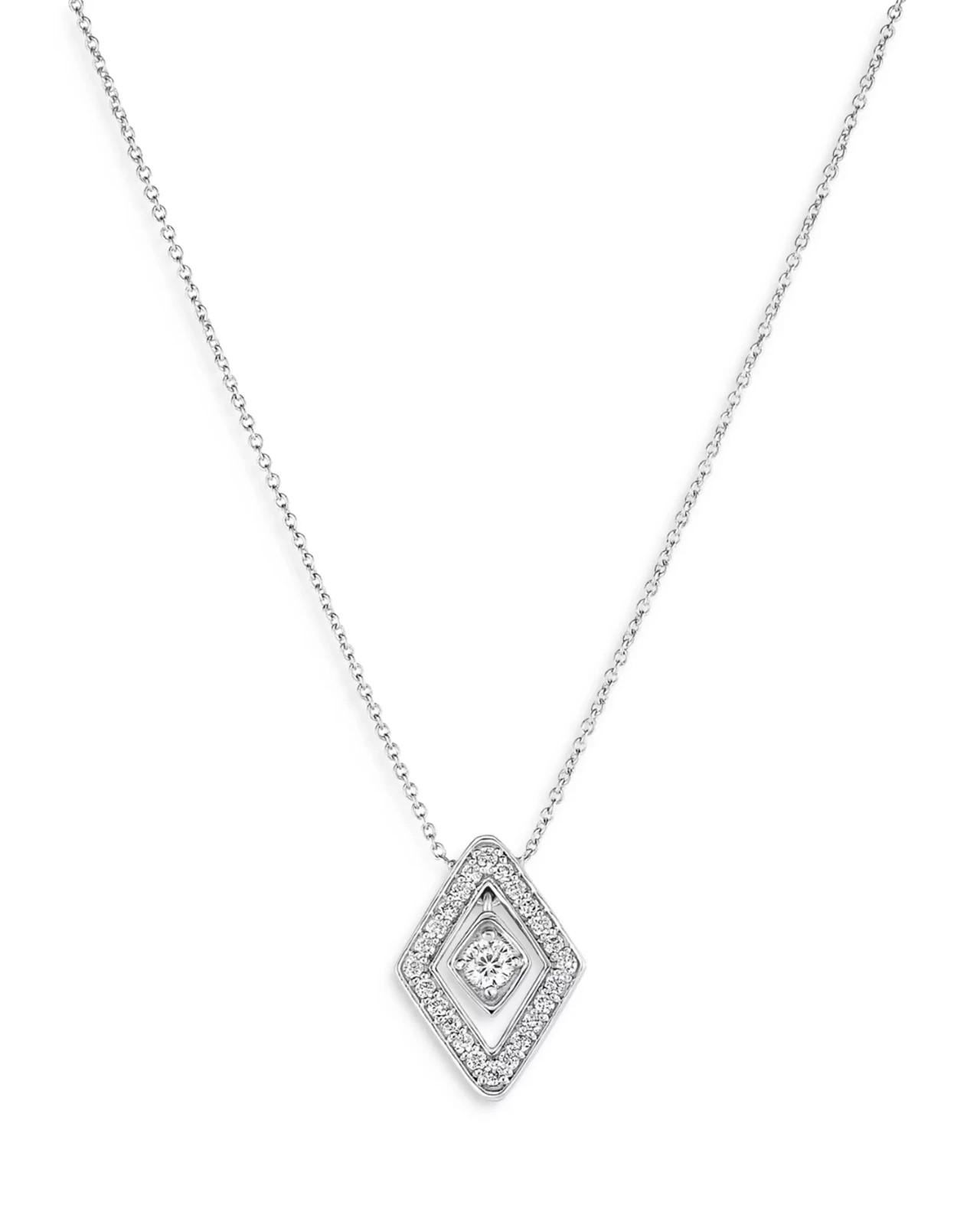 NEW ROBERTO COIN *DIAMANTE* 18K WHITE GOLD & DIAMOND Small Pendant Necklace
