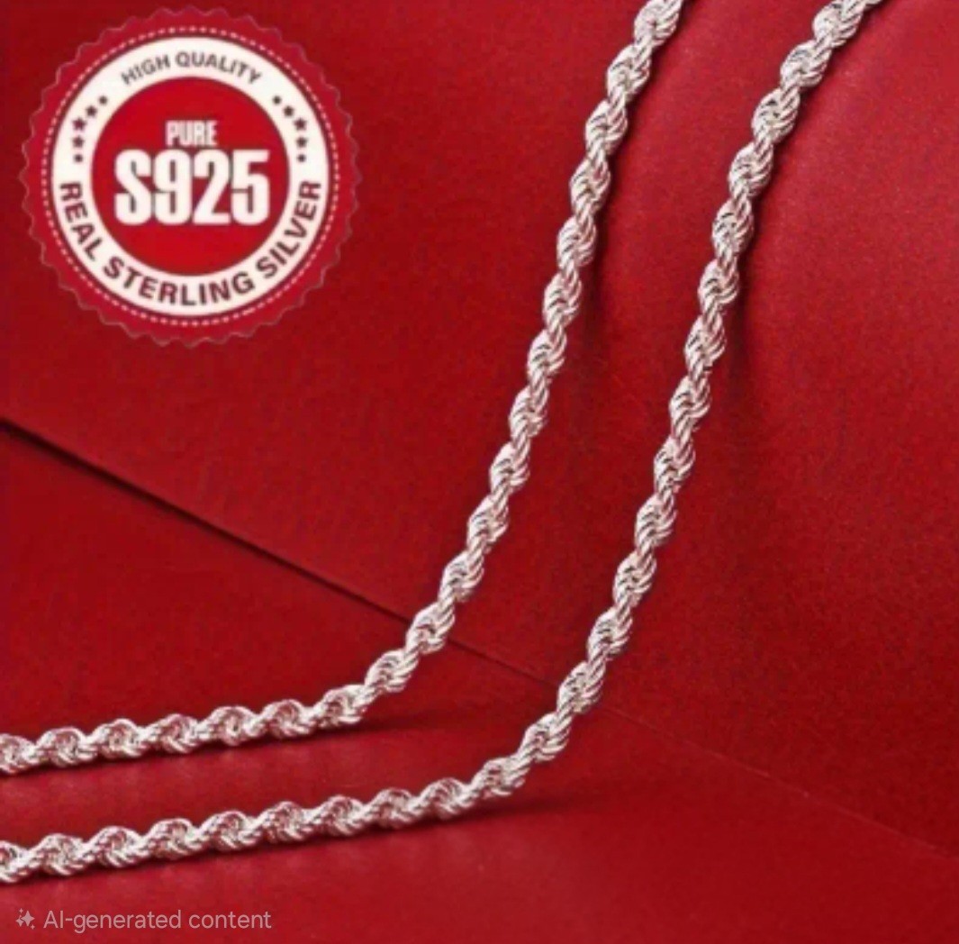 Sterling Silver Rope Chain Necklace 20″ Length Gift Free Ship USA Seller