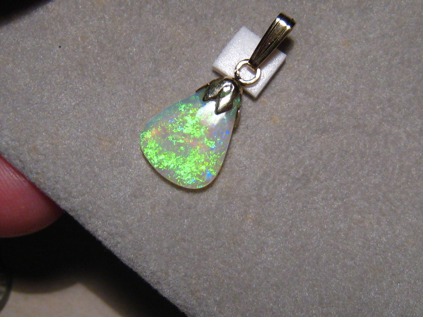 2.5 ct. Neon Green Opal Pendant , Solid 14k Yellow Gold