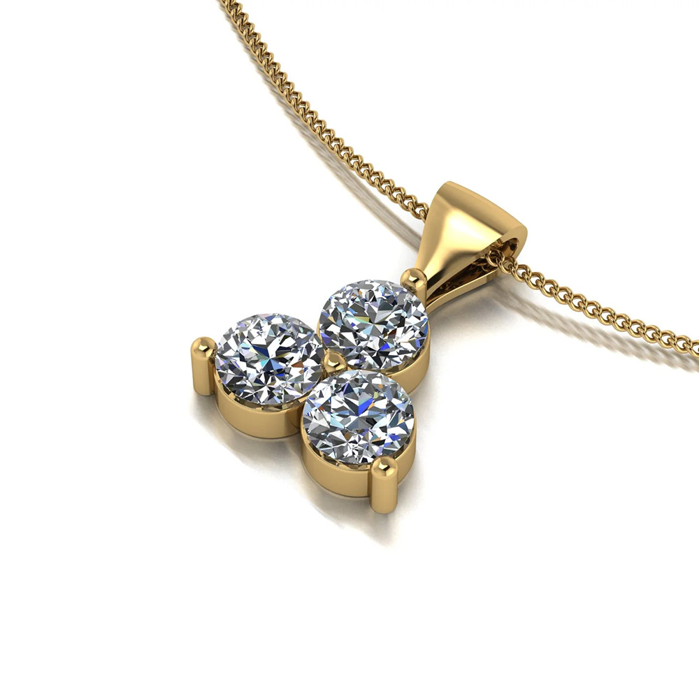 Diamond Pendant Necklace GLI HRD Round 0.75 Carat Lab Created 18k Yellow Gold