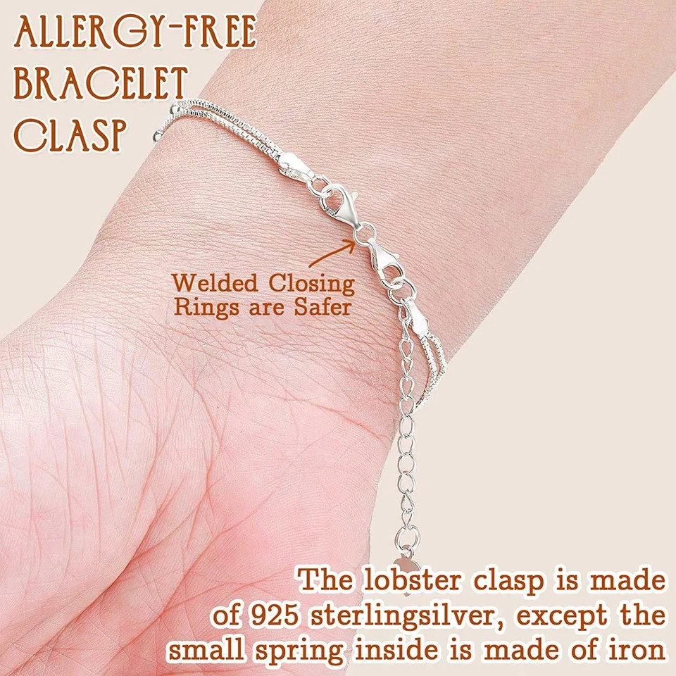Double Lobster Claw Clasps 925 Sterling Silver Necklace Extender, Double End Des