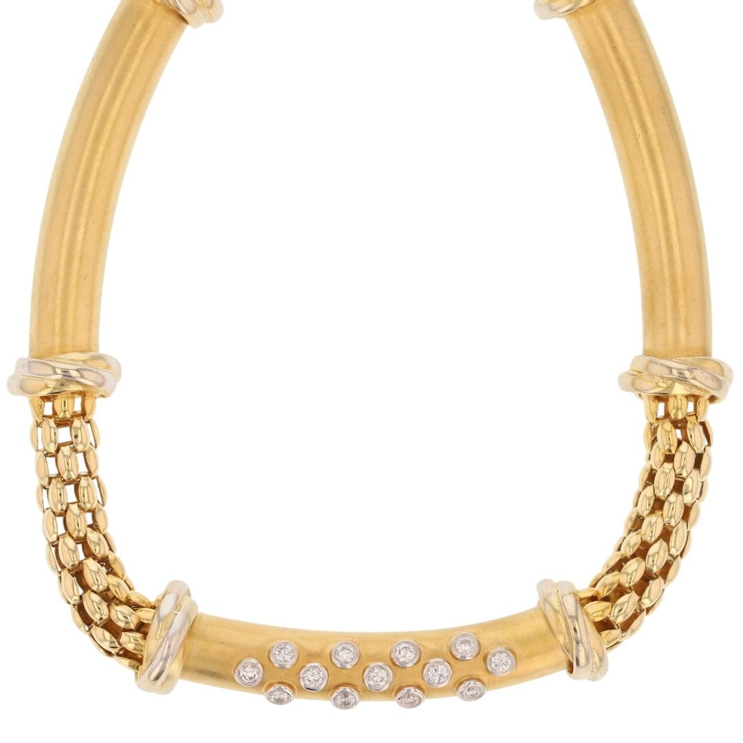 .30ctw Diamond Tube Popcorn Mesh 16.5″ Necklace 18k Multi-Tone Gold 57.59 Grams