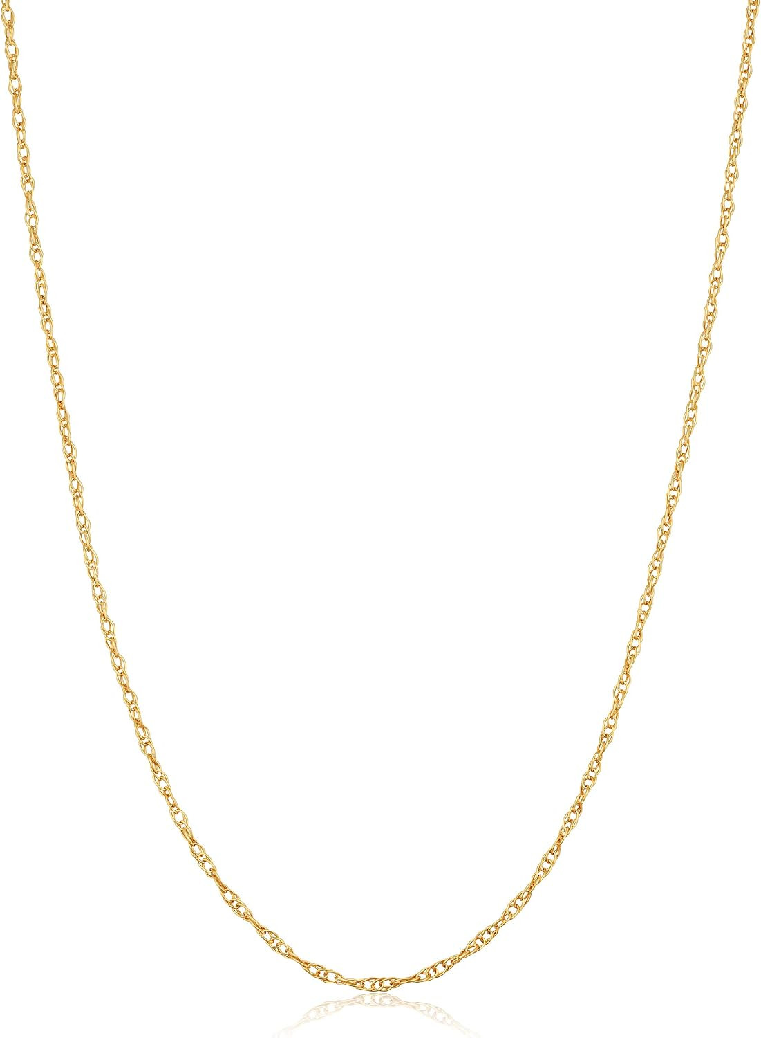 Womens Classic Rope Chain – 14K Yellow Gold Pendant Necklace, Polished, Spring R