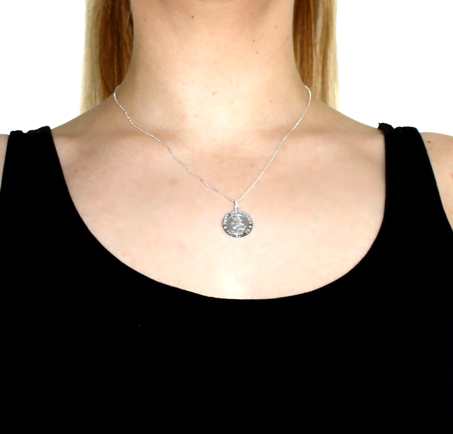 Sterling Silver St Christopher Necklace with 18″ Chain and Jewellery Gift Box