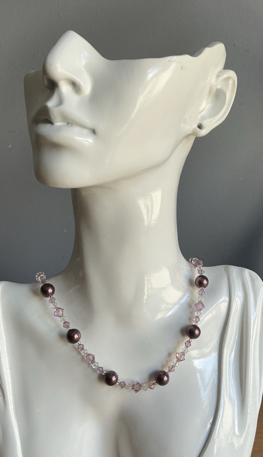 925 Silver Pearl Necklace Heart Clasp/ 40cm