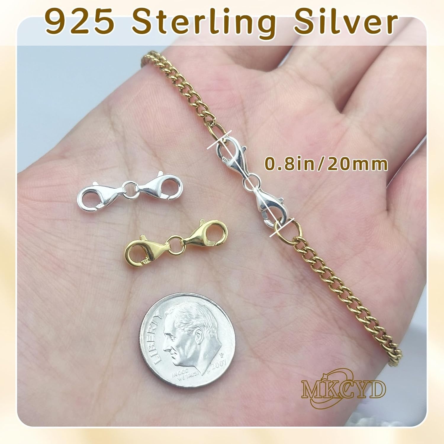 925 Sterling Silver Double Lobster Claw Clasps,Necklace Extender 2Pcs