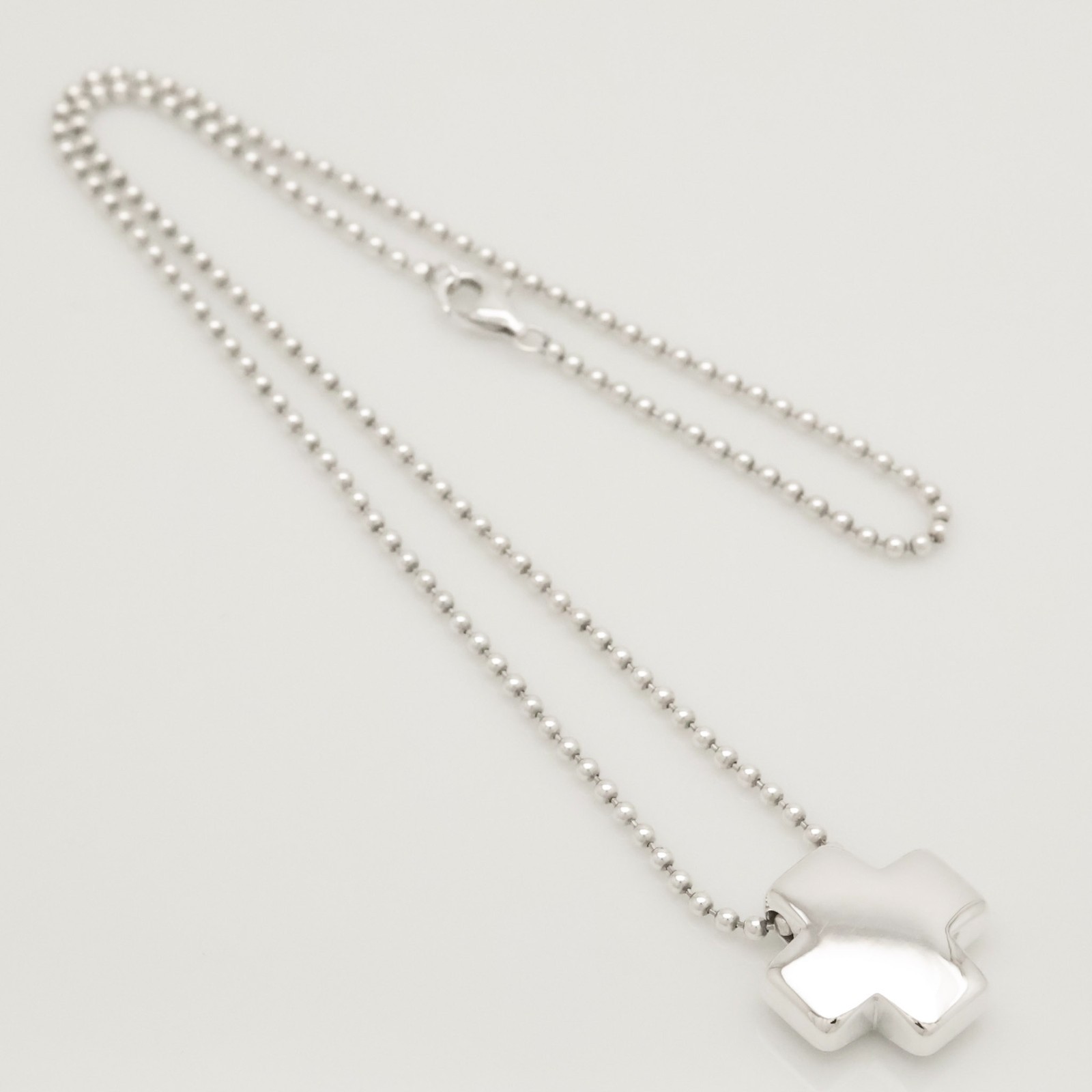 Authentic Tiffany & Co. Roman Cross Ball Chain Necklace 16″ Silver 925 w/Pouch