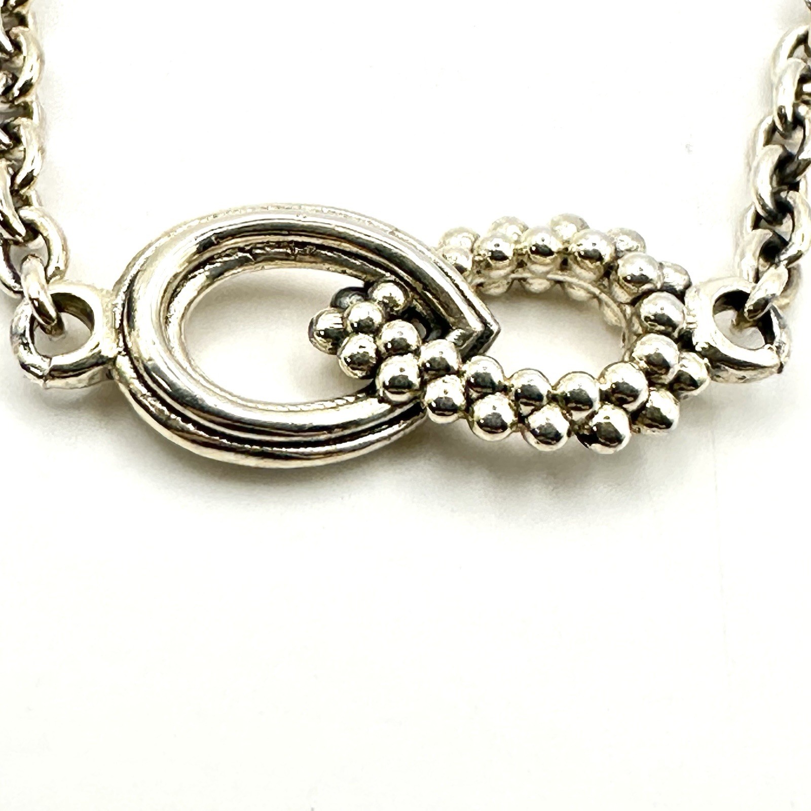 Lagos Signature Caviar Silver Fluted Station Necklace