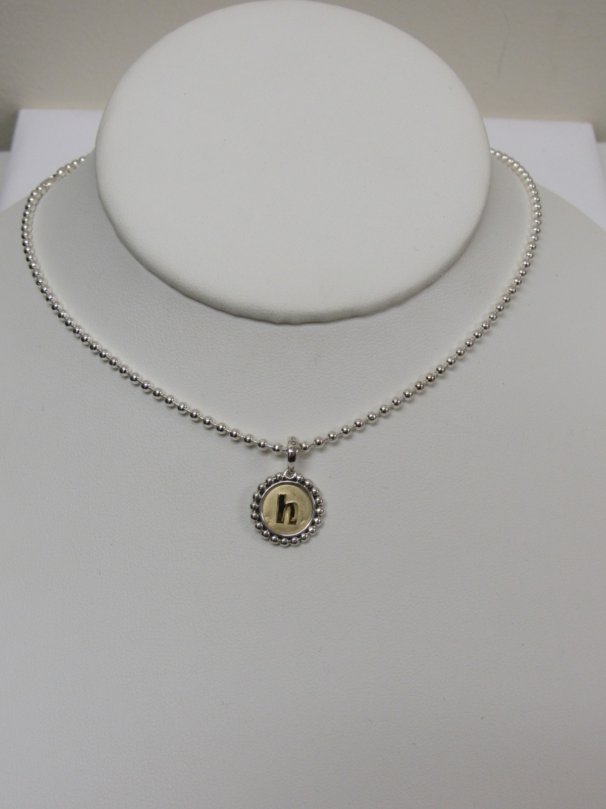 Designer LAGOS S/S 18K Signature Caviar “h” Necklace, Adjustable Chain