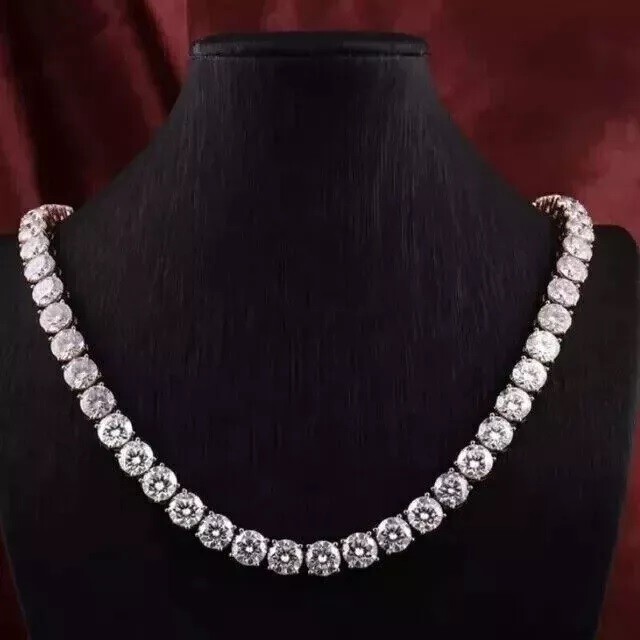 20Ct Round Cut Lab-Created Diamond Women’s Tennis Necklace 14K White Gold Plated