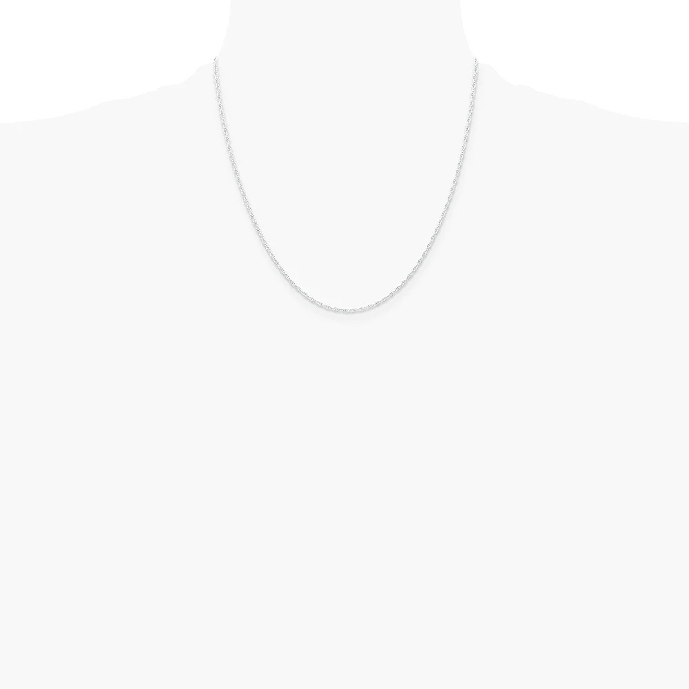 10K White Gold 1.15mm Carded Cable Rope Chain Necklace 16″-24″