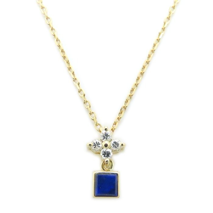 TASAKI 18K Yellow Gold Necklace Lapis Lazuli Diamond 0.09ct /294633