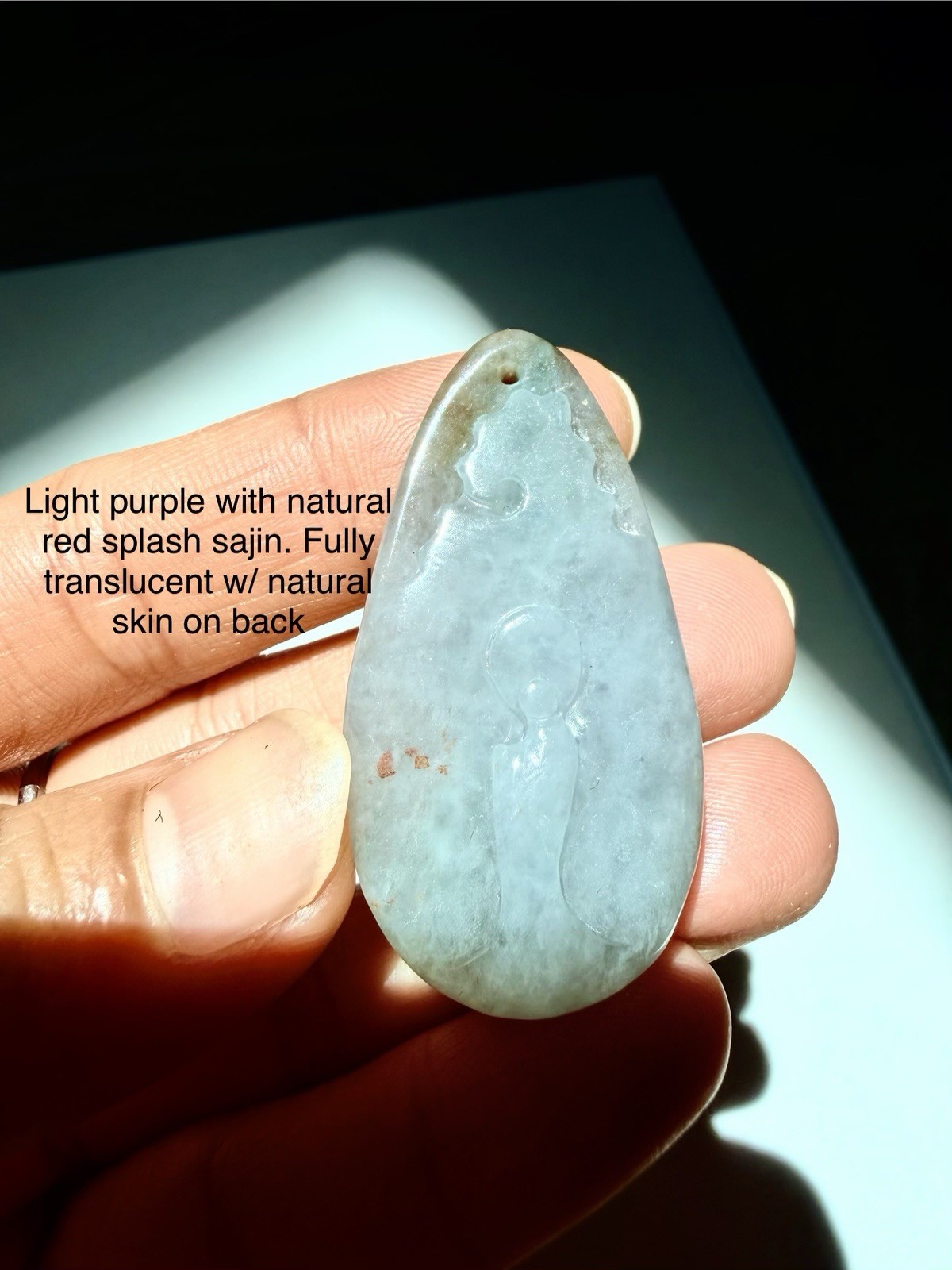 Jadeite Burma Pendant Meditation Purple Red Translucent Type A Burmese Jade
