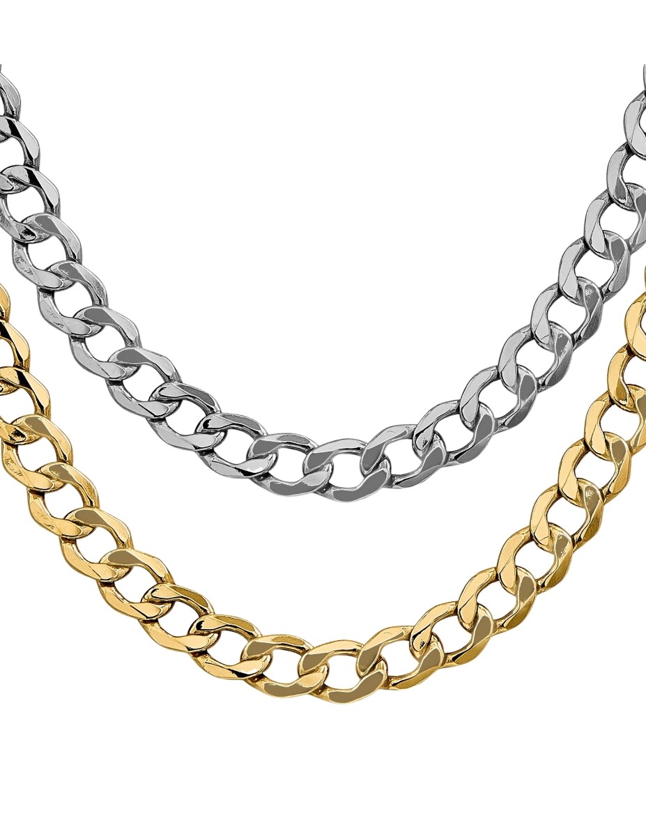 Curb Link Chain Necklace – Lightweight – 14K Yellow and White Gold – 7in – 28in