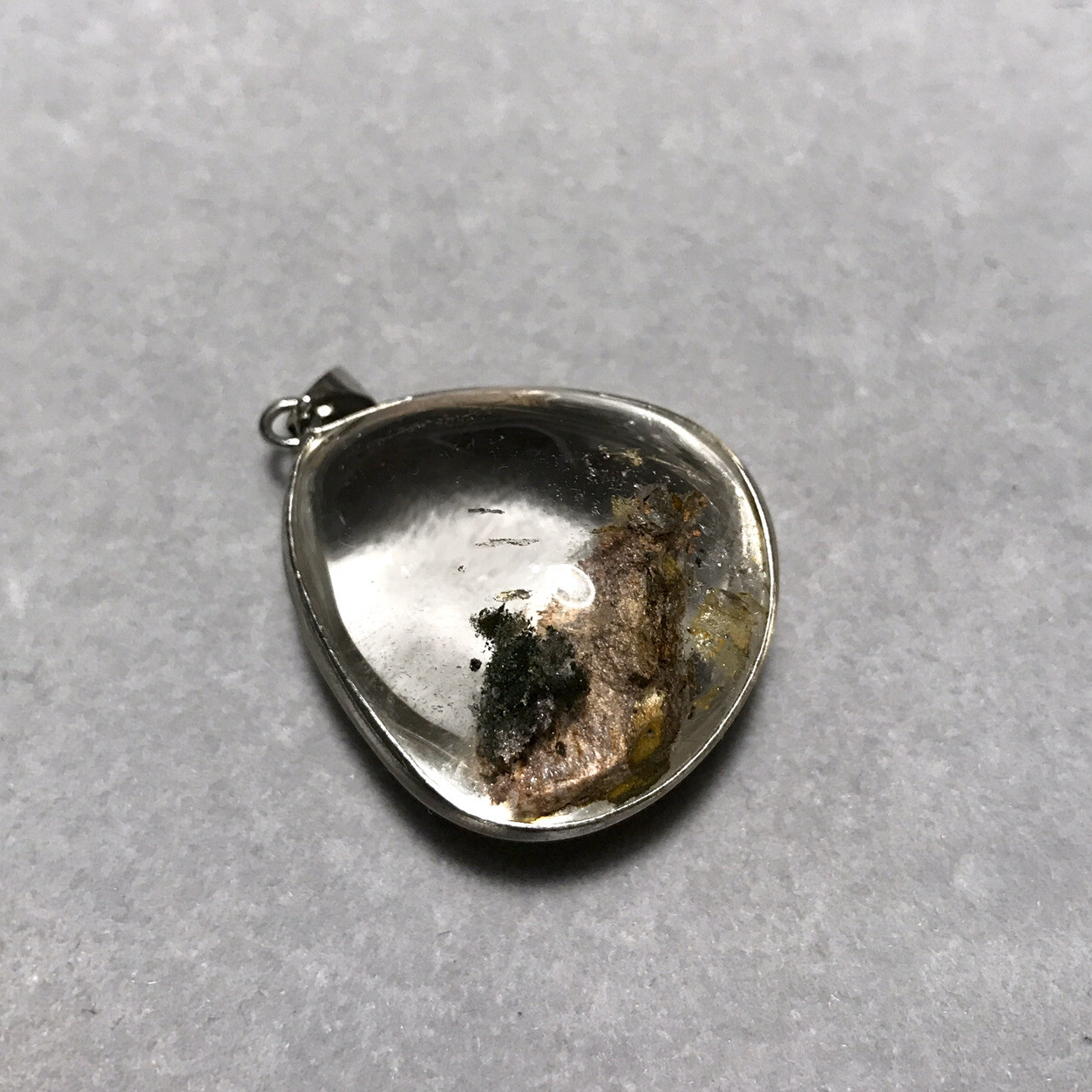 US SELLER Natural Red Green Phantom Quartz Pendant Stone Crystal Silver 925