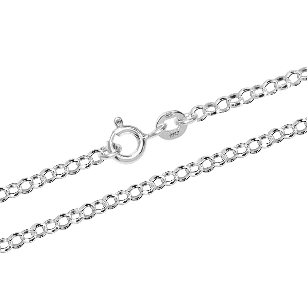 925 Sterling Silver Italian 3 MM Rolo Belcher Link Chain Necklace for Women 18In