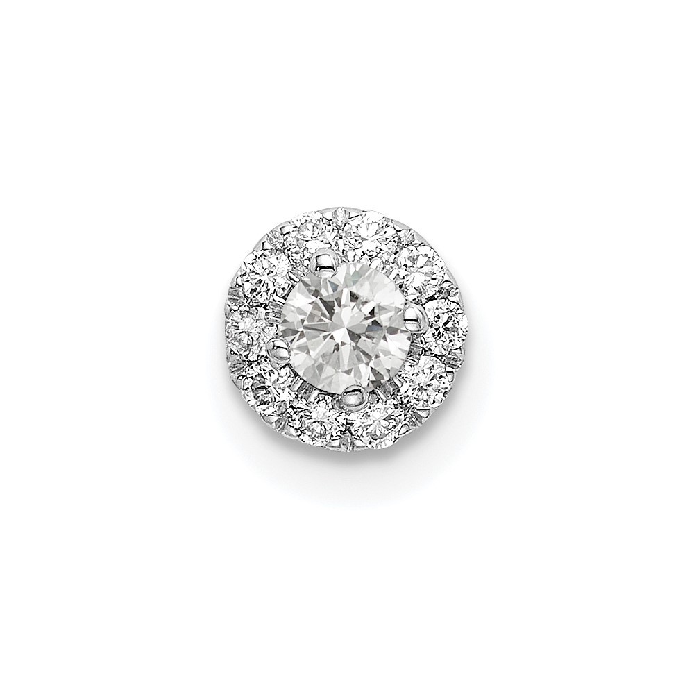 14k White Gold 1/4 Ct Round Lab Grown Diamond VS/SI+ G+ Halo Chain Slide Pendant
