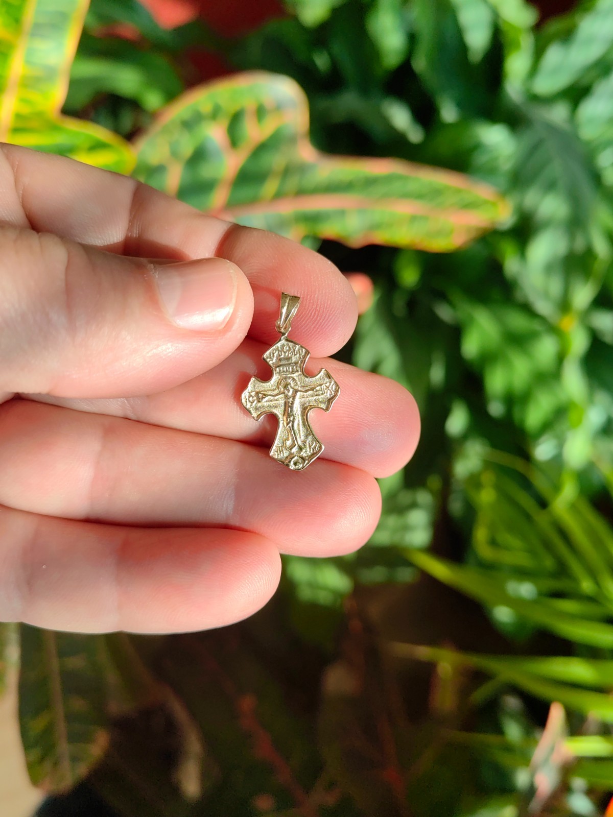 14k solid yellow gold cross pendant, female golden cross, male gold cross,