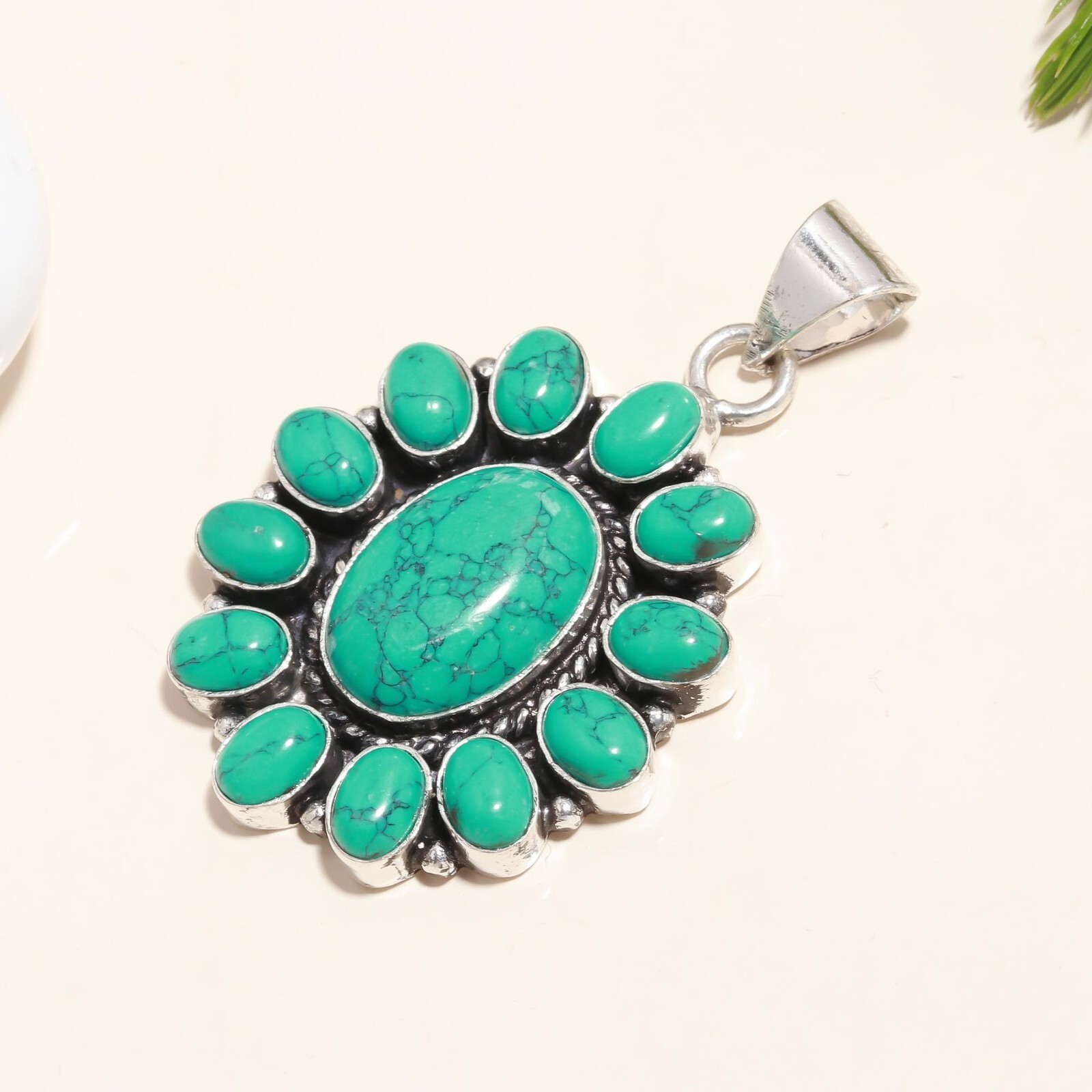Turquoise Gemstone 925 Sterling Silver Handmade Pendant For Birthday Gift