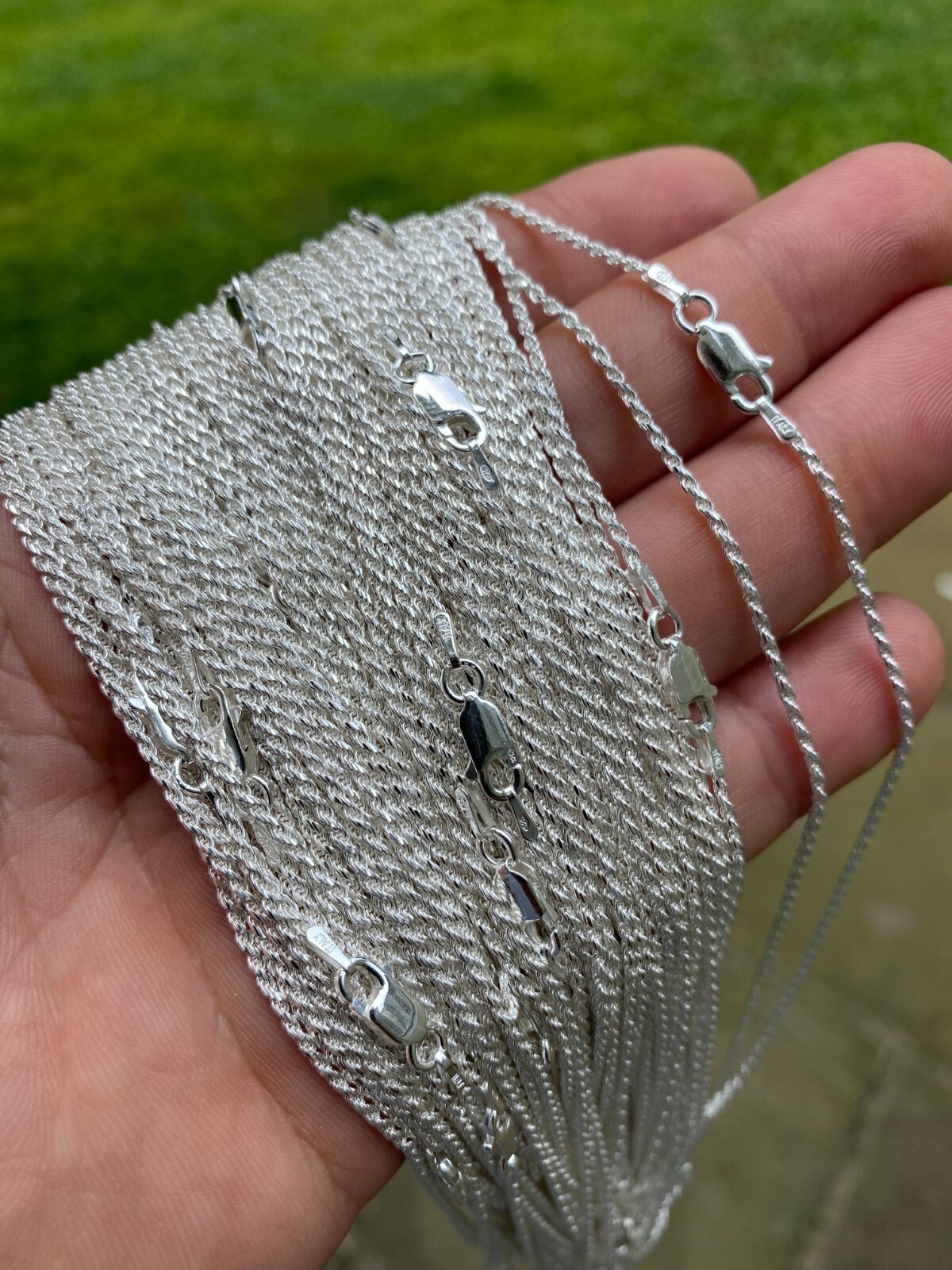 Solid 925 Sterling Silver Rope Chain Necklace 1.5mm WHOLESALE LOT 10pc 14-30″