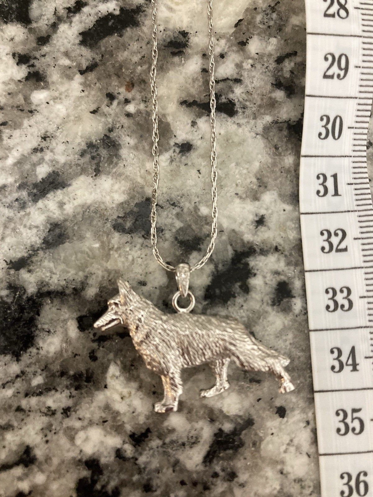 Sterling Silver German Shepard Diamond Necklace
