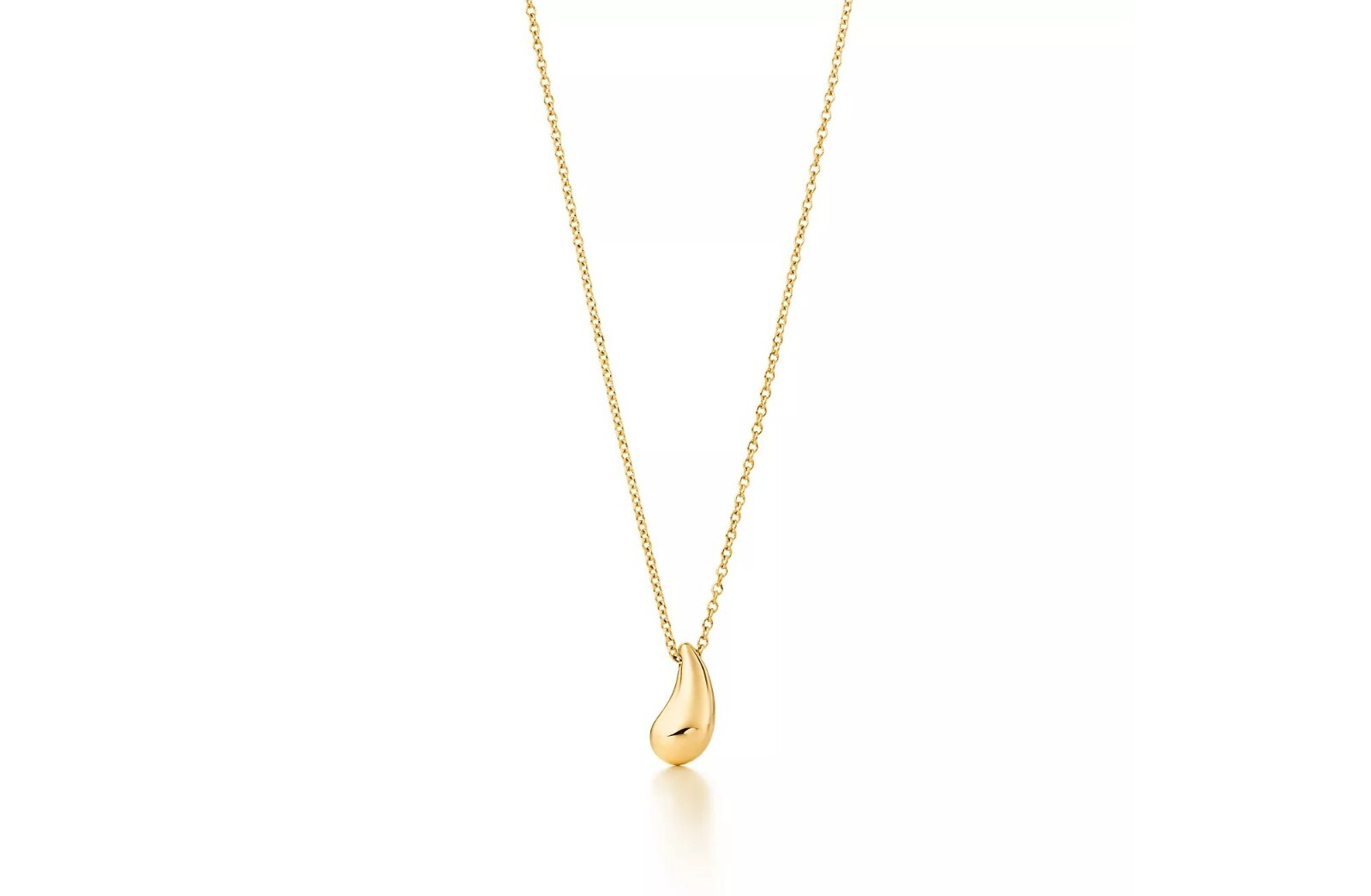 Italian Made 925 Sterling Silver Gold Teardrop Pendant Necklace Chain 18 Inch