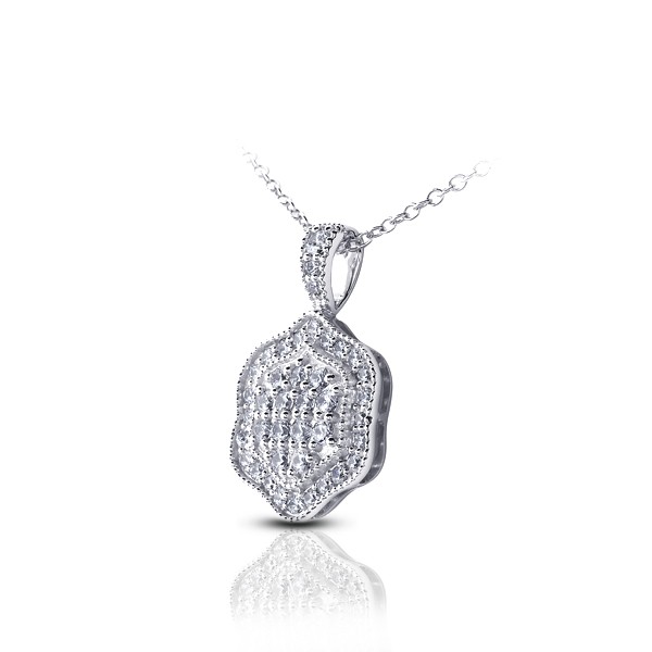 1.32ctw E VS2 Round Cut Natural Certified Diamonds White Gold Pendant + Chain