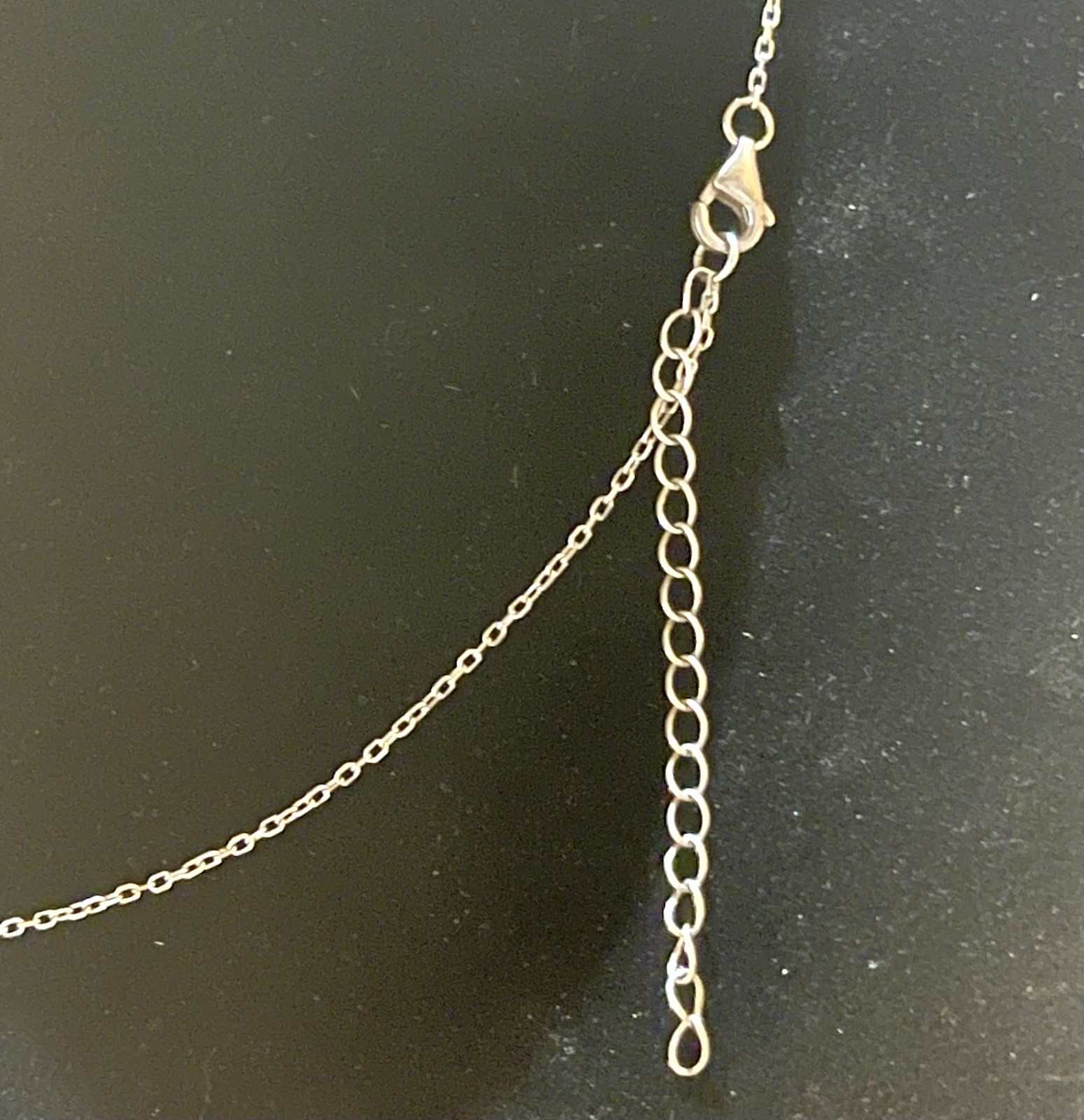 925 Sterling Silver Layered Beaded Clear Stone Pendant Necklace