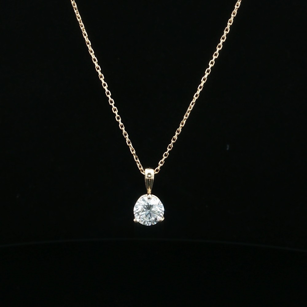 GIA Certified 14k Diamond Solitaire Necklace 1.07ct 18″