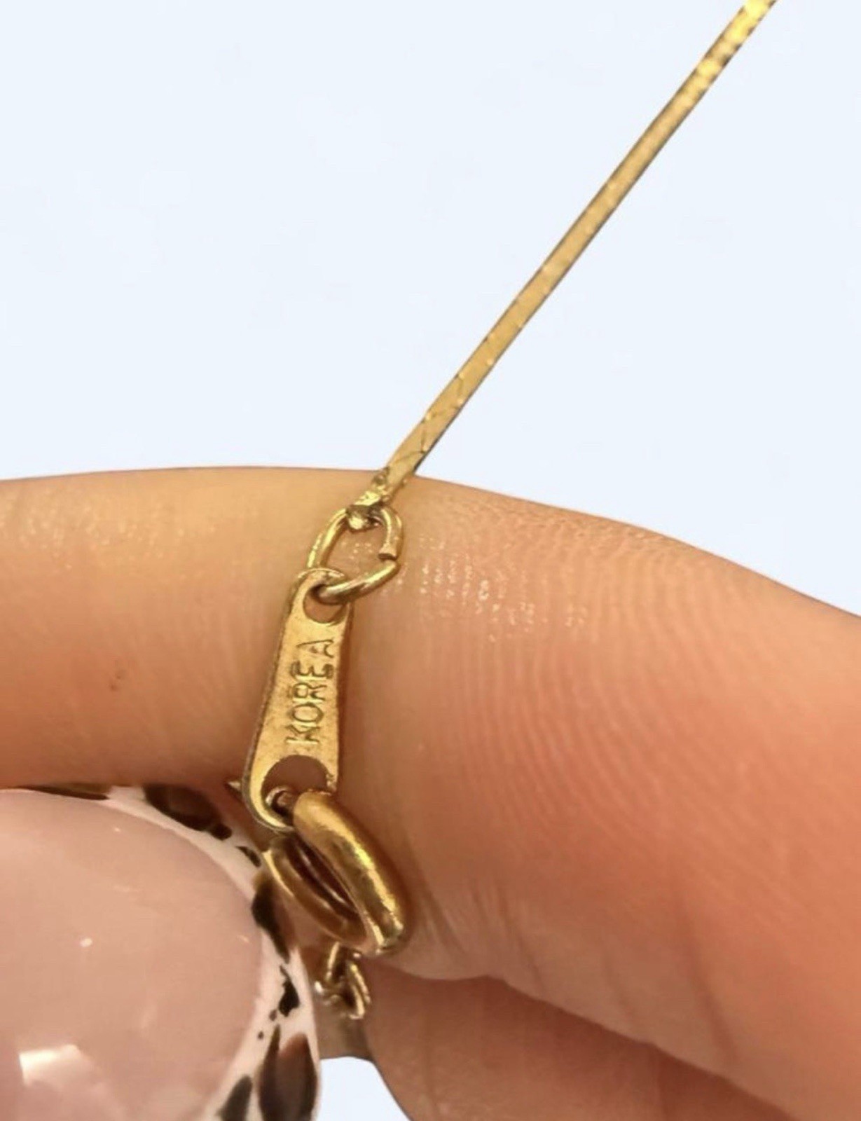 Yellow Gold Diamond Station Snake Chain Necklace Korea signed vintage jewlery