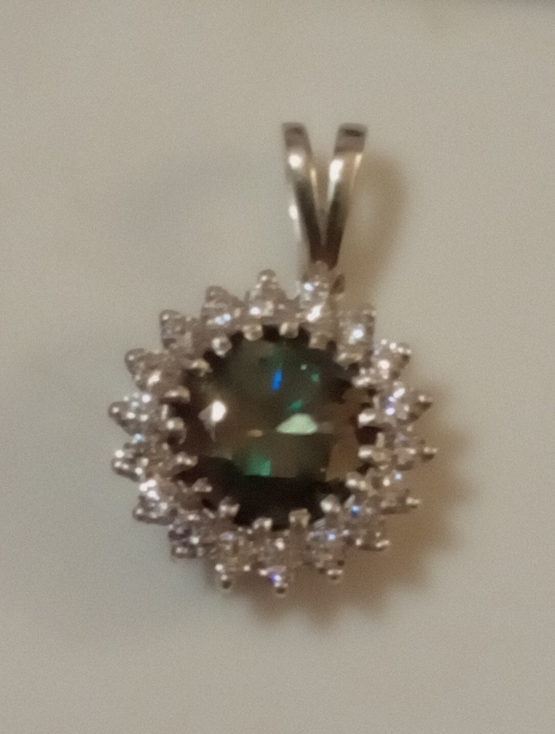 NATURAL GREEN BLUE DIAMOND 3.00CT 925 SILVER WHITE GOLD OVER PENDANT DIAMOND ACC