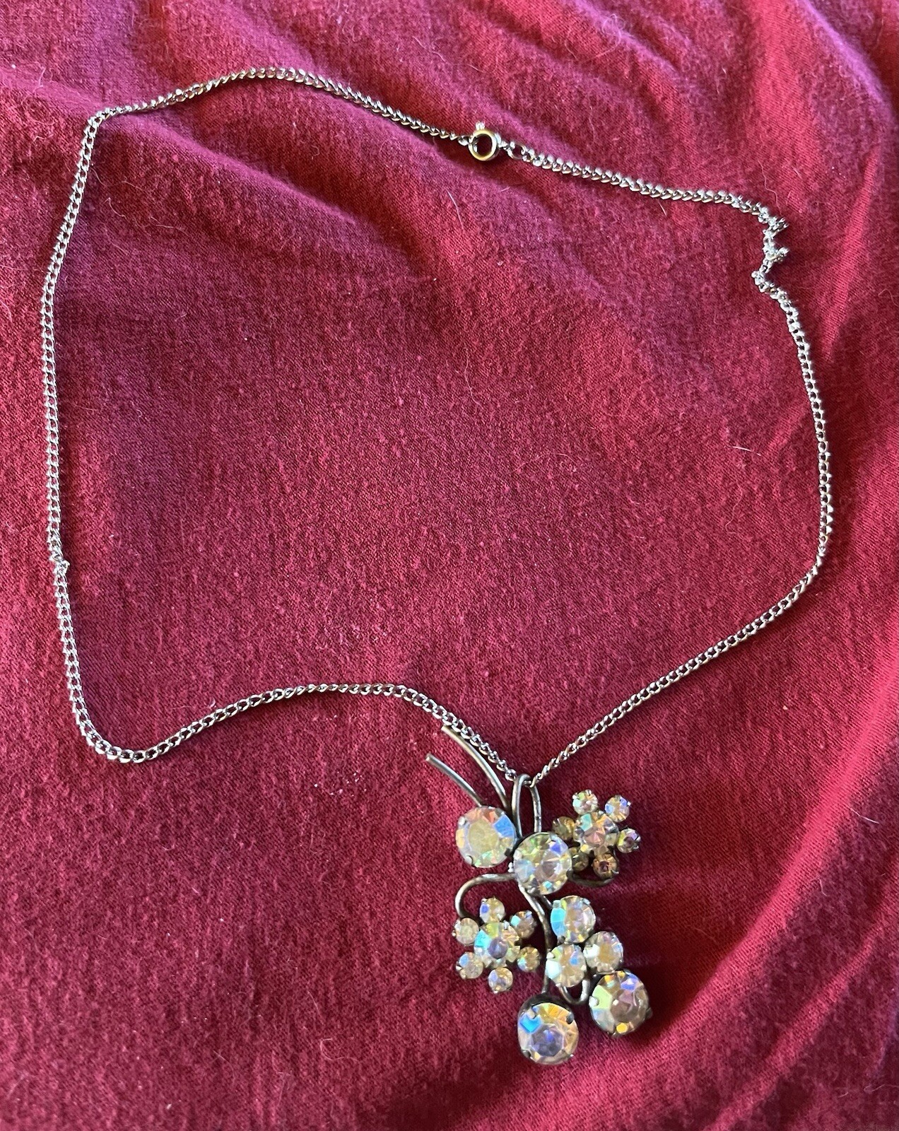 Sterling Crystal Pendant On Silver Chain Marked Australia
