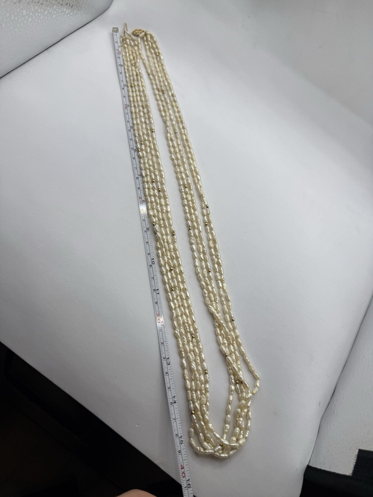 14k Yellow Gold Pearl Multi Strand 32in Necklace 67.13g CLASSY Vintage Ladies