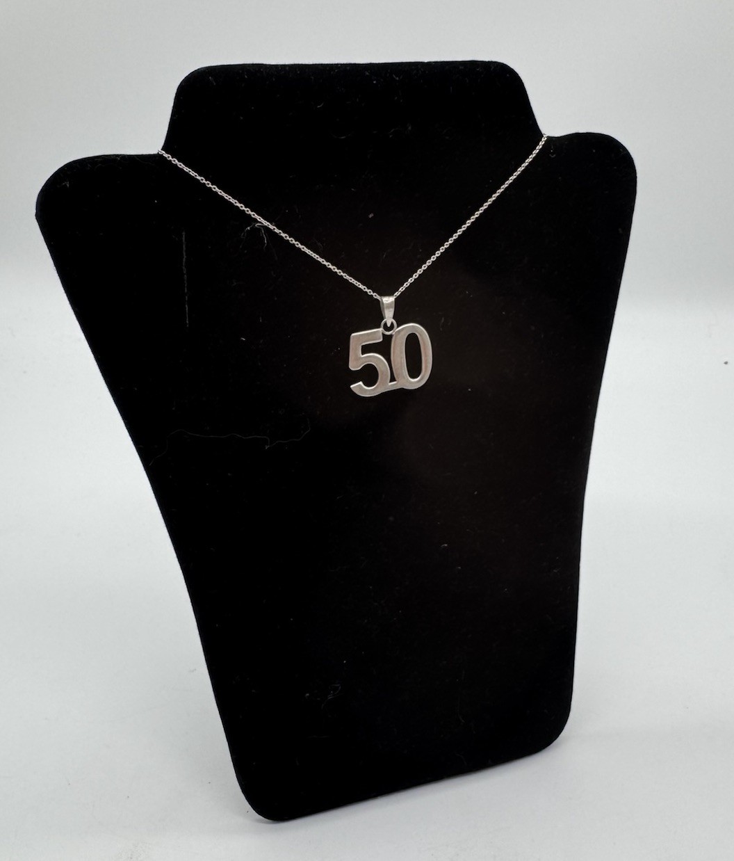 Number 50 50th Birthday Anniversary 925 Solid Sterling Silver Charm Pendant